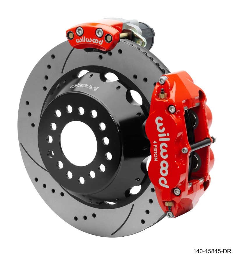 Wilwood Narrow Superlite 4R Rear P-Brk Kit 14.00in Rotor Big Ford New Style 2.50in Offset - SRP Red - 140-15845-DR