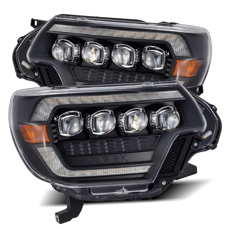 AlphaRex 12-15 Toyota Tacoma NOVA LED Proj Headlights Plank Style Black w/Activ Light/Seq Signal/DRL - 880753