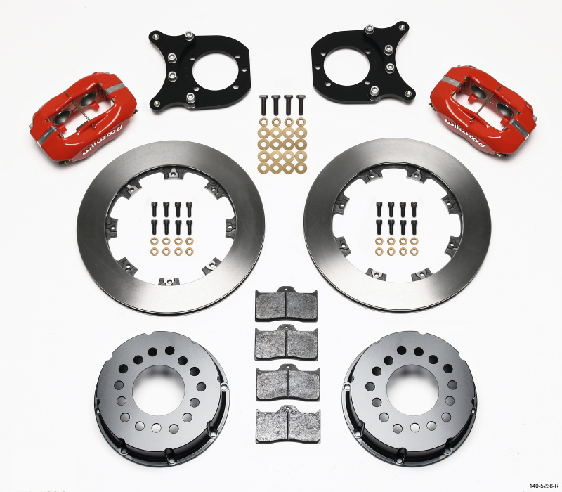 Wilwood Forged Dynalite P/S Rear Kit Red Chev 12 Bolt w/Clip Eliminator - 140-5236-R