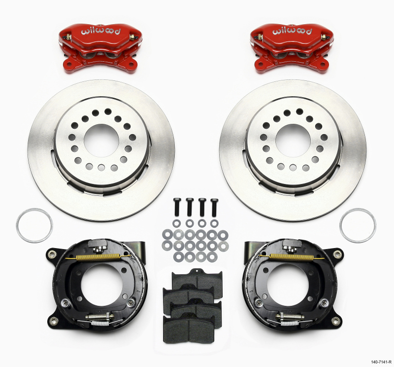 Wilwood Forged Dynalite P/S Park Brake Kit Red Chevy 12 Bolt w/ C-Clips - 140-7141-R