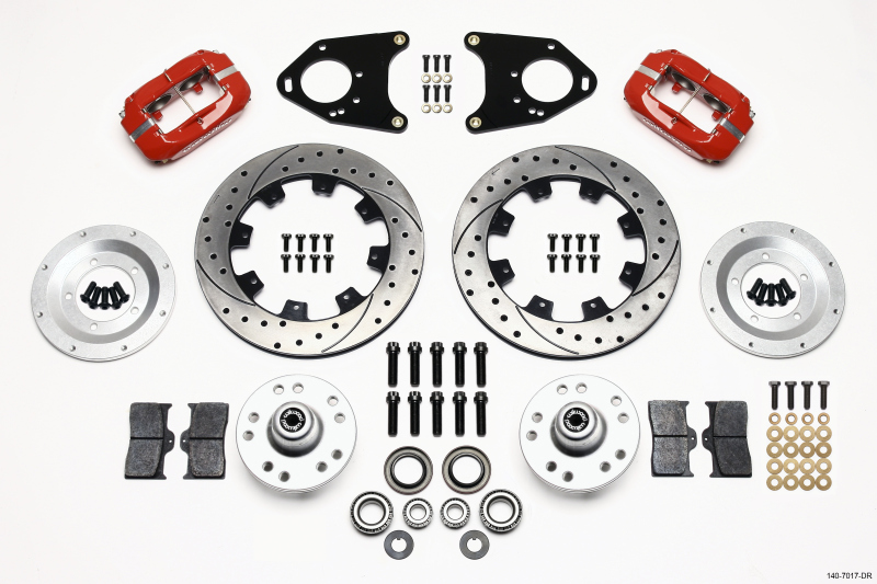 Wilwood Forged Dynalite Front Kit 12.19in Drilled Red 71-80 Pinto/Mustang II Disc & Drum - 140-7017-DR