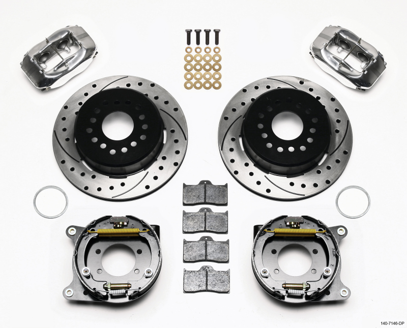 Wilwood Forged Dynalite P/S P-B Kit Drilled Polished Ford 8.8 w/2.5in Offset-5 Lug - 140-7146-DP
