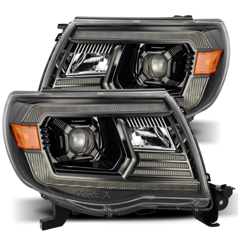 AlphaRex 05-11 Toyota Tacoma PRO-Series Projector Headlights Plank Style Design Alpha Black w/DRL - 880736