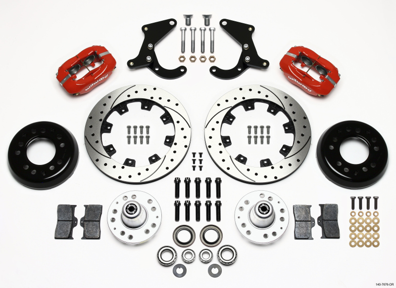 Wilwood Forged Dynalite Front Kit 12.19in Drilled Red 55-57 Chevy - 140-7676-DR