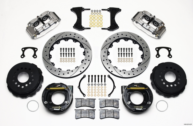 Wilwood Narrow Superlite 4R Rear P-Brk Kit 12.88in Drill Polish Big Ford New Style 2.36in Offset - 140-9218-DP