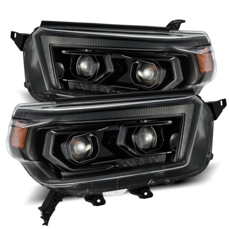 AlphaRex 10-13 Toyota 4Runner LUXX LED Proj Headlights Plank Style Alpha Black w/Seq Signal/DRL - 880756