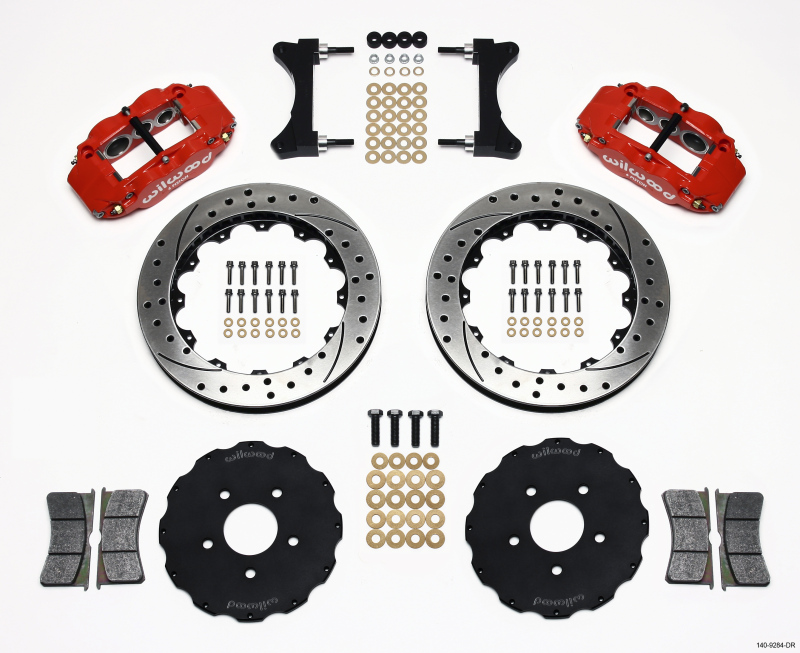 Wilwood Narrow Superlite 6R Front Hat Kit 13.06in Drilled Red Mitsubishi EVO VIII - 140-9284-DR