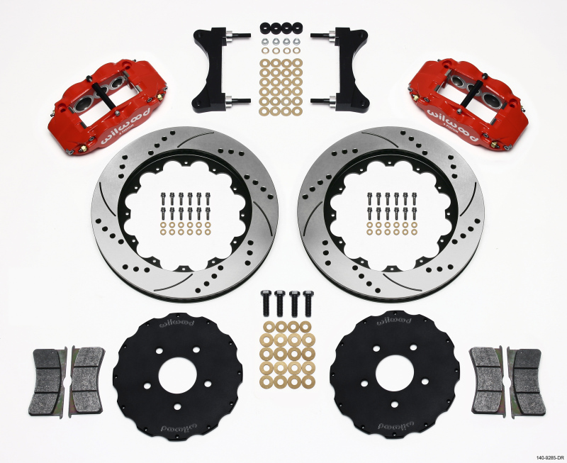 Wilwood Narrow Superlite 6R Front Hat Kit 14.00in Drilled Red Mitsubishi EVO VIII - 140-9285-DR