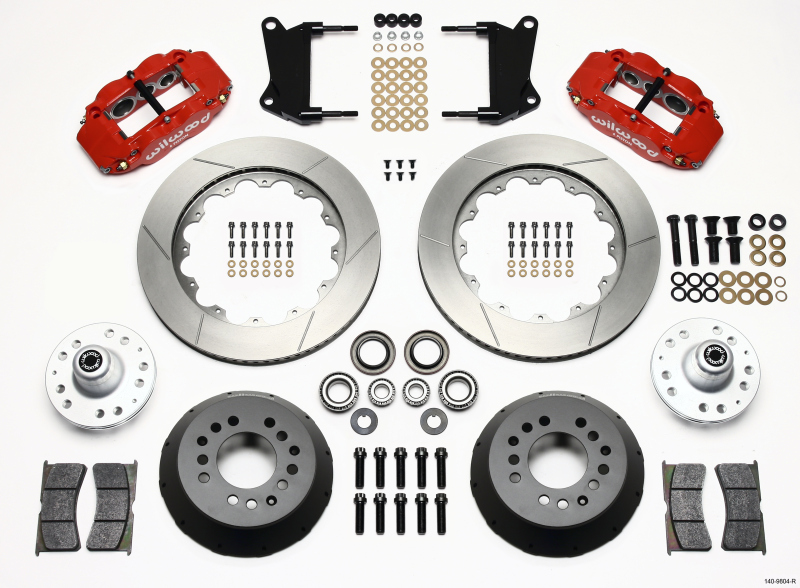 Wilwood Narrow Superlite 6R Front Hub Kit 14.00in Red 67-69 Camaro 64-72 Nova Chevelle - 140-9804-R