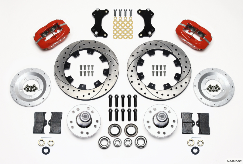 Wilwood Forged Dynalite Front Kit 12.19in Drilled-Red WWE ProSpindle - 140-9918-DR