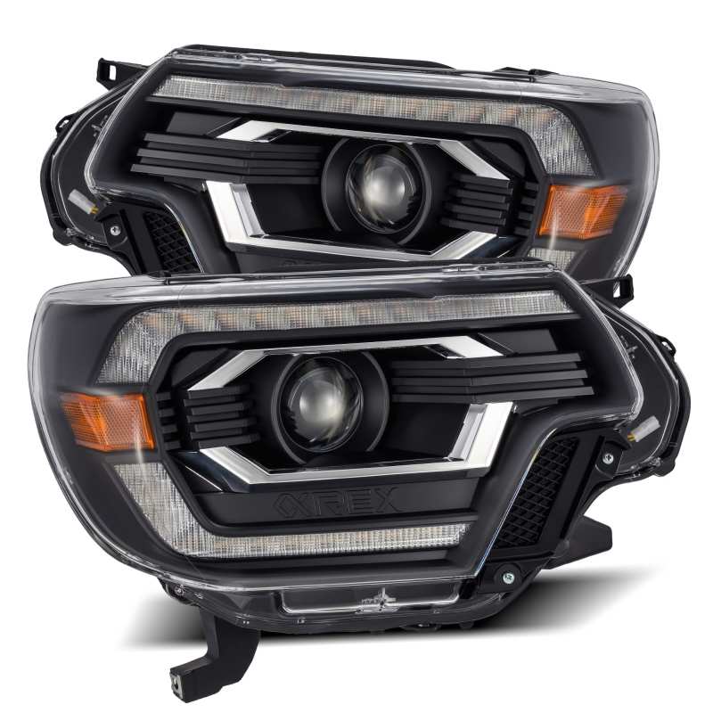 AlphaRex 12-15 Toyota Tacoma LUXX LED Projector Headlights Plank Style Black w/DRL - 880751