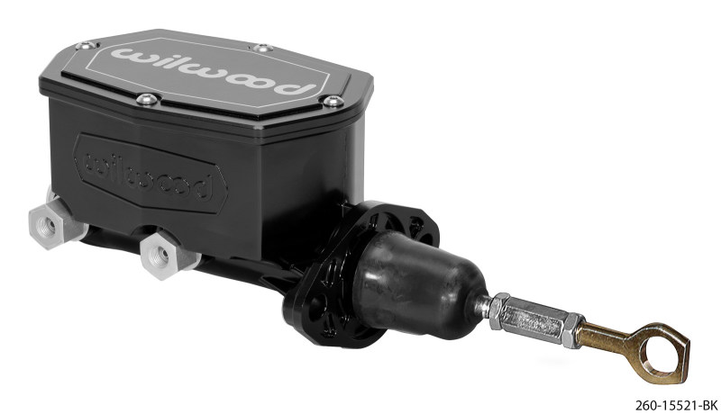 Wilwood Compact Tandem Master Cylinder - 15/16in Bore - w/Pushrod fits Mustang (Black) - 260-15521-BK