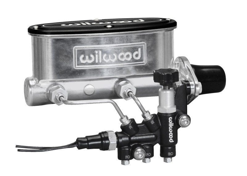 Wilwood HV Tandem M/C Kit w L/H Bracket & Prop Valve - 1 1/8in Bore Ball Burnished - 261-13270-P