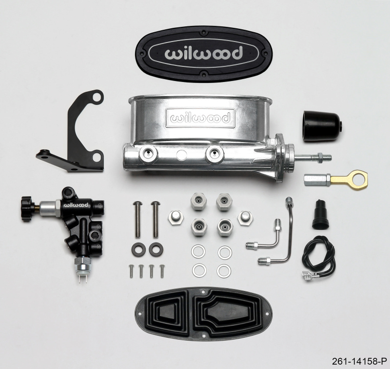 Wilwood HV Tandem M/C Kit w L/H Bracket & Prop Valve - 15/16in Bore Ball Burn.-W/Push - 261-14158-P