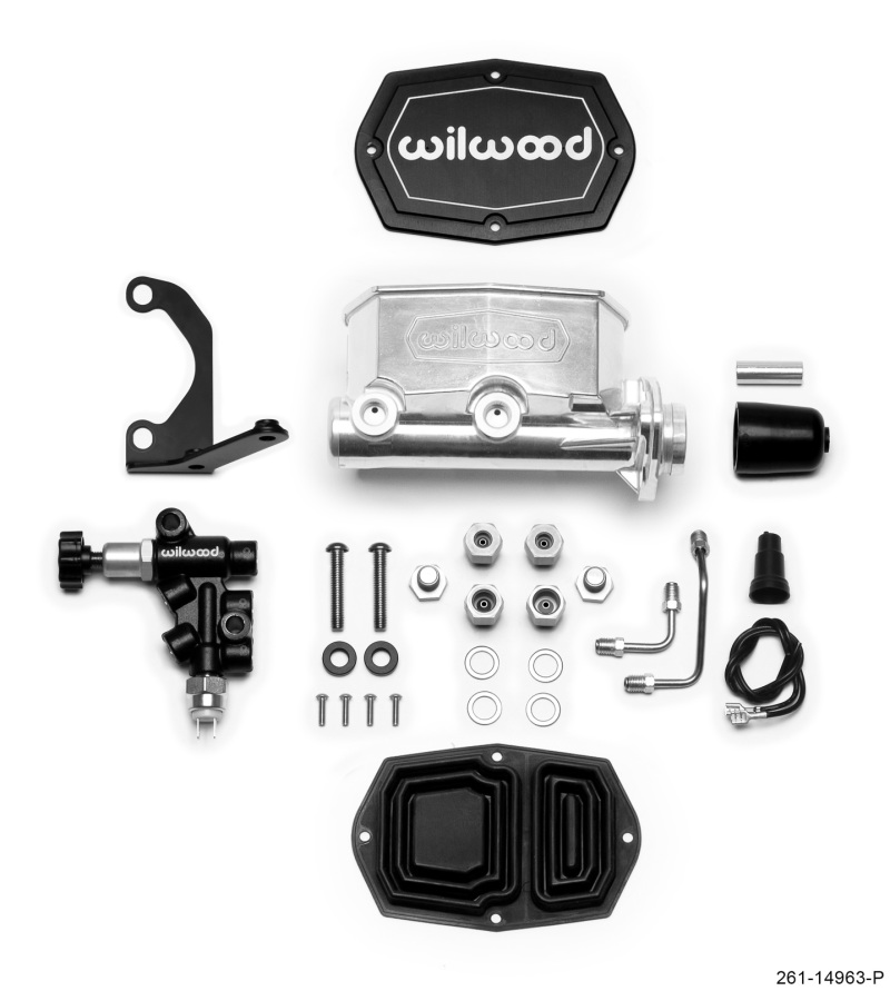 Wilwood Compact Tandem M/C - 1in Bore - w/Bracket and Valve - Ball Burnished - 261-14963-P
