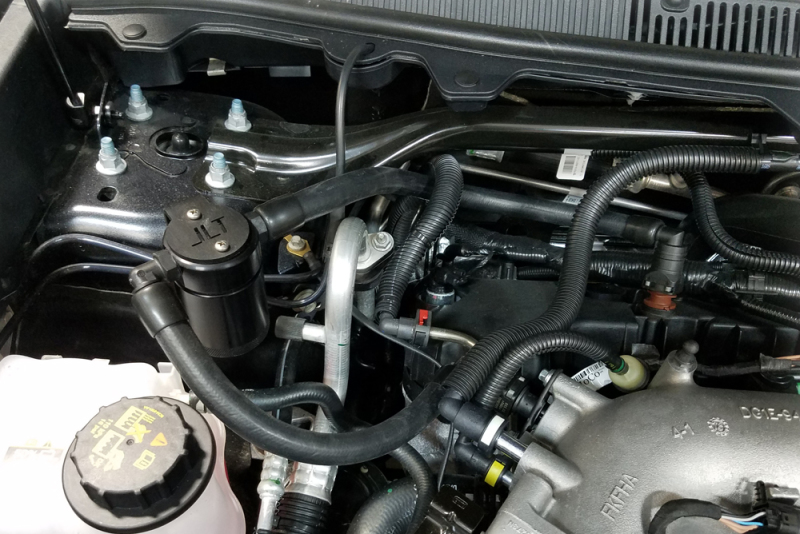 J&L 10-19 Ford Flex EcoBoost V6 Passenger Side Oil Separator 3.0 - Black Anodized - 3035P-B