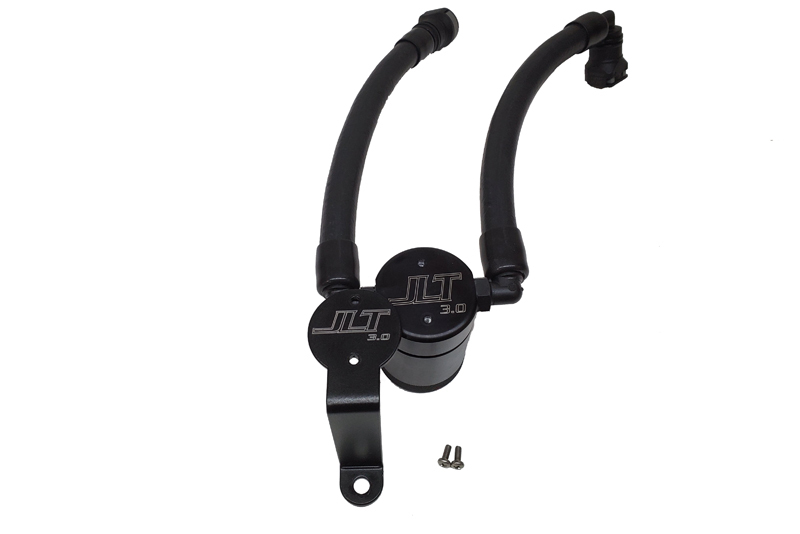 J&L 07-14 Ford Mustang GT500 Oil Separator 3.0 Passenger Side (Remote Mount) - Black Anodized - 3040P-B