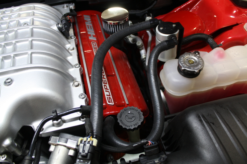 J&L 15-17 Dodge Hellcat 6.2L Hemi Driver Side Oil Separator 3.0 - Clear Anodized - 3060D-C