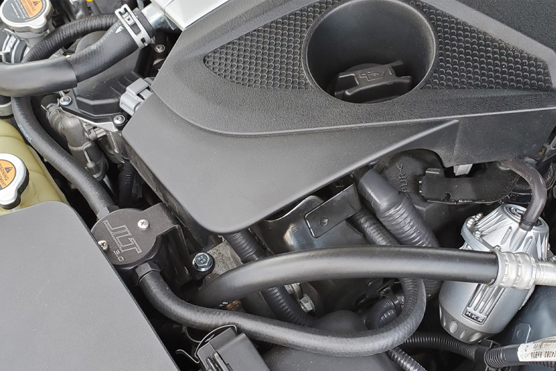 J&L 16-21 Infiniti Q50/Q60 3.0T Oil Separator 3.0 Driver Side - Black Anodized - 3110D-B