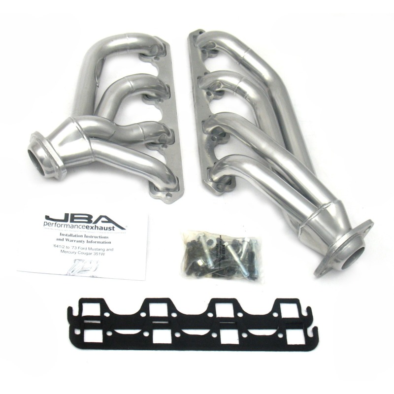 JBA 65-73 Ford Mustang 351W SBF 1-5/8in Primary Silver Ctd Mid Length Header - 1653SJS