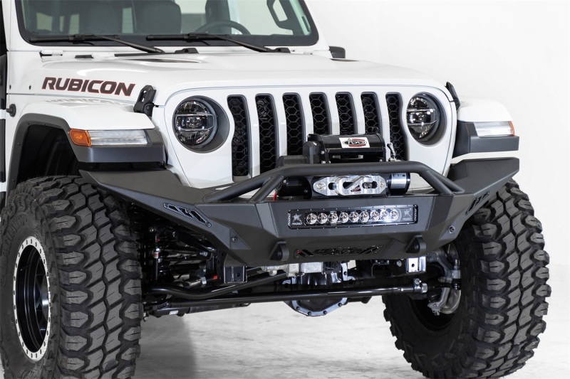 Addictive Desert Designs 2020 Jeep Gladiator JT Stealth Fighter Front Bump w/ Top Hoop & Winch Mount - F961692080103