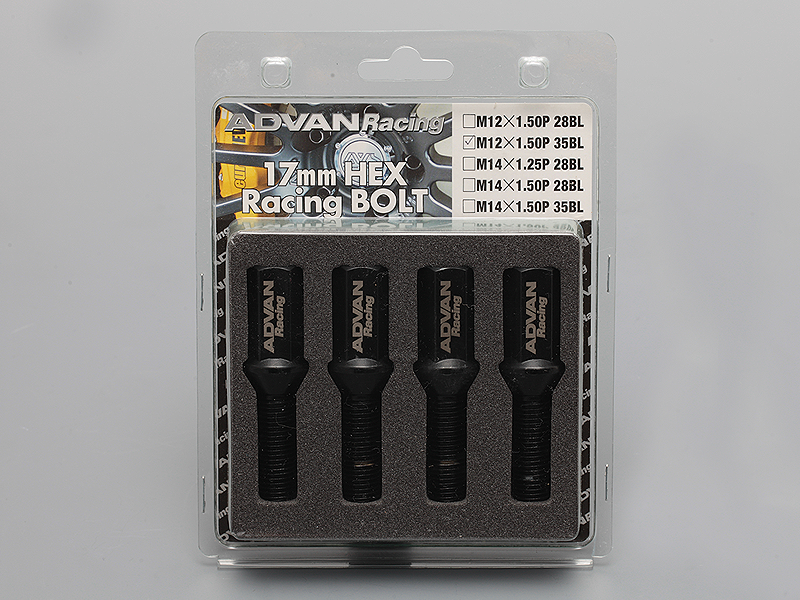 Advan Wheel Bolt 28mm Thread (Black) - 4 Pack - Z9561