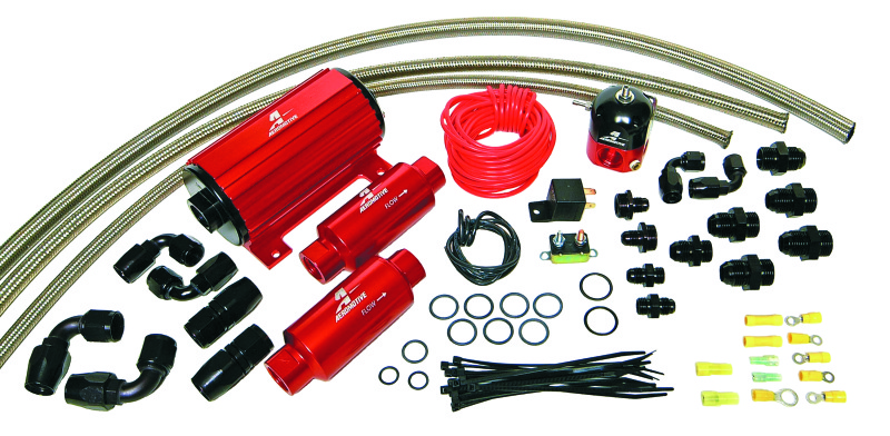 Aeromotive A1000 Carbureted Fuel System Complete (Inc 11101 Pump/13204 Reg/Filters/Hose/Etc.) - 17242