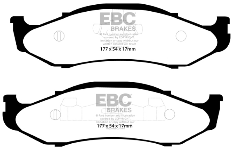 EBC 97-99 Jeep Cherokee 2.5 82mm High Rotors Ultimax2 Front Brake Pads - UD712