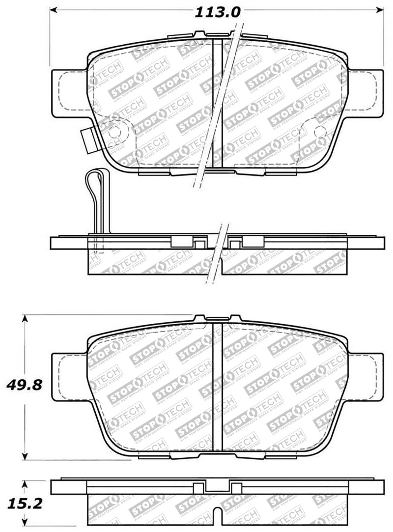 StopTech 06-14 Honda Ridgeline Street Select Rear Brake Pads - 305.11030