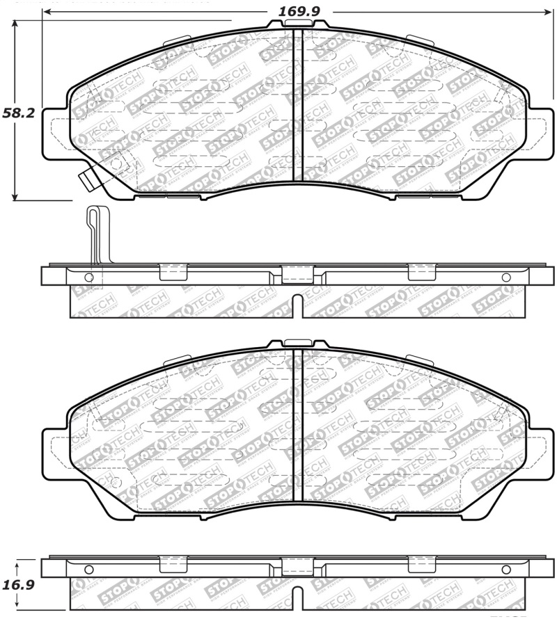 StopTech Street Select Brake Pads - Front - 305.13780
