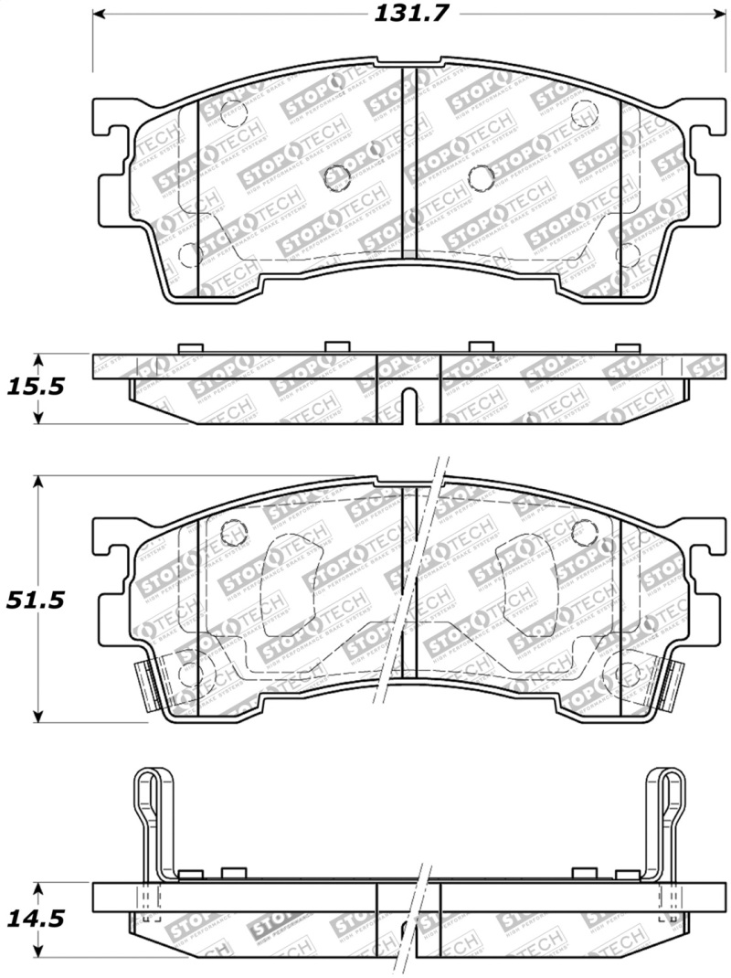StopTech Street Touring 93-97 Ford Probe / 93-97 Mazda MX-6 Front Brake Pads - 308.06370