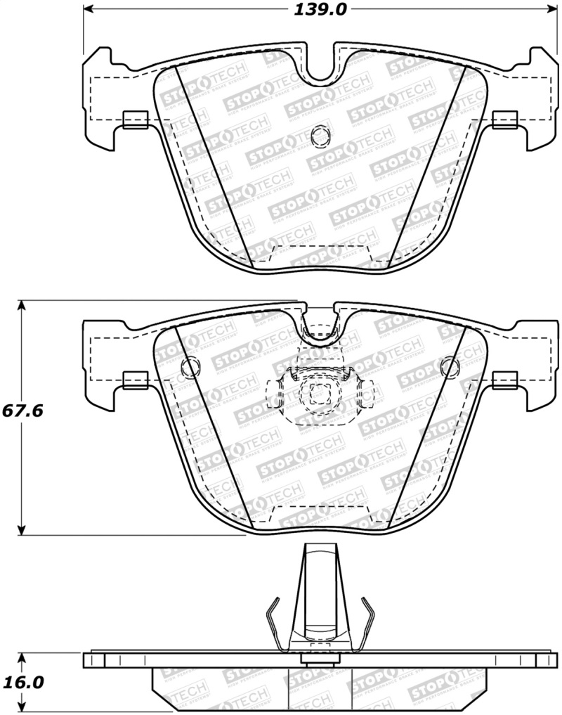 StopTech 10-16 BMW 5-Series Street Performance Rear Brake Pads - 308.09191