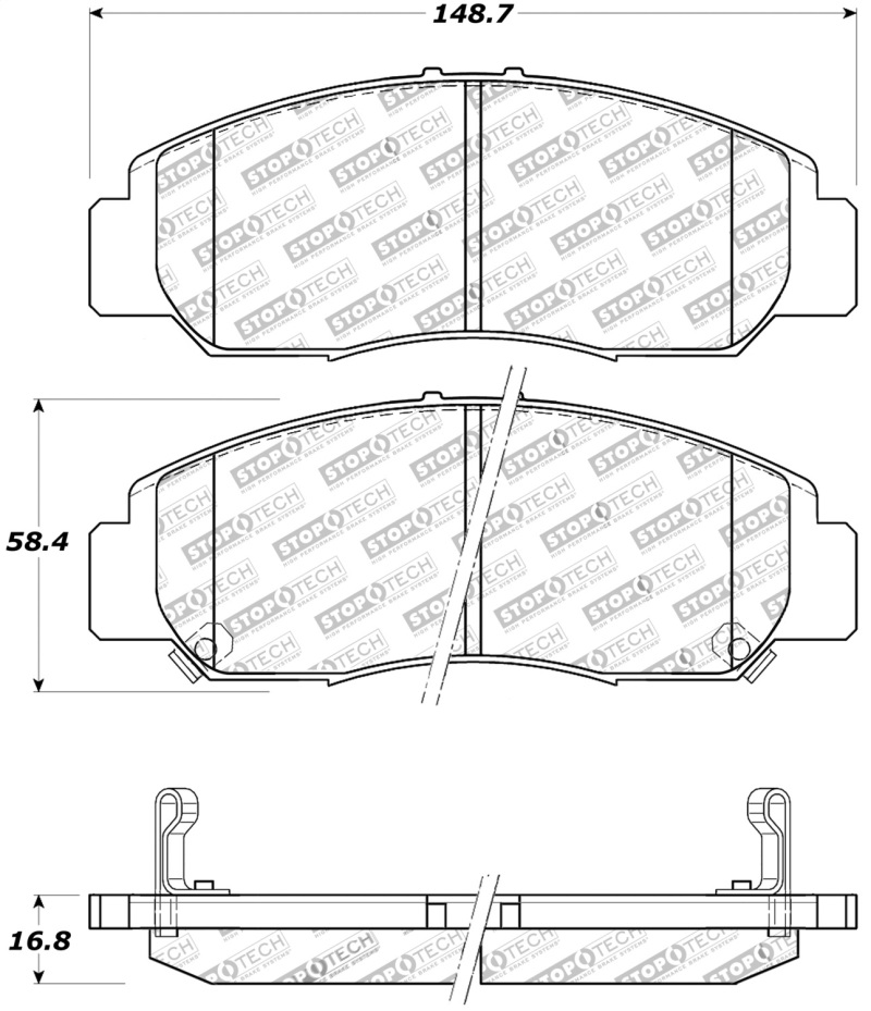 StopTech Street Touring 03-07 Honda Accord V6 A/T Front Brake Pads - 308.09590