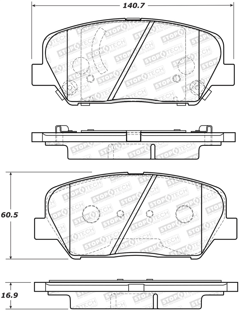 StopTech 13-15 Hyundai Veloster Turbo Street Performance Front Brake Pads - 308.16750