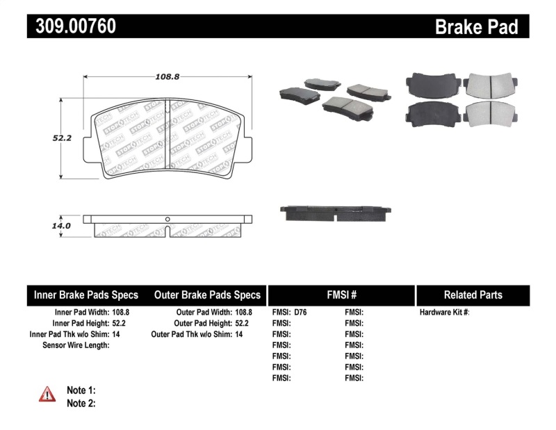 StopTech Performance Brake Pads - 309.00760