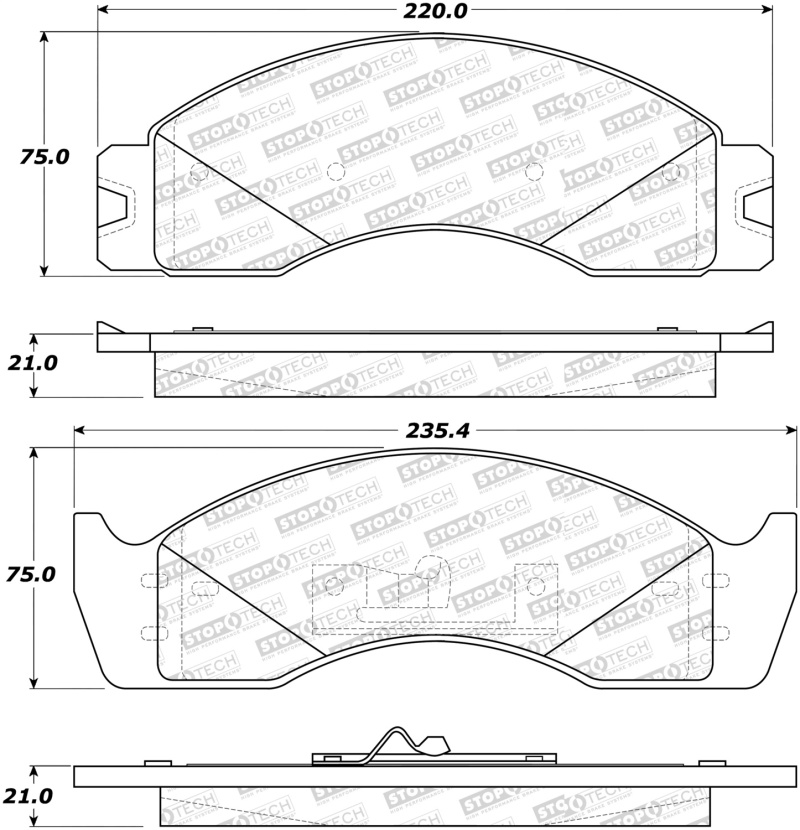 StopTech Sport Brake Pads w/Shims - Front - 309.04110