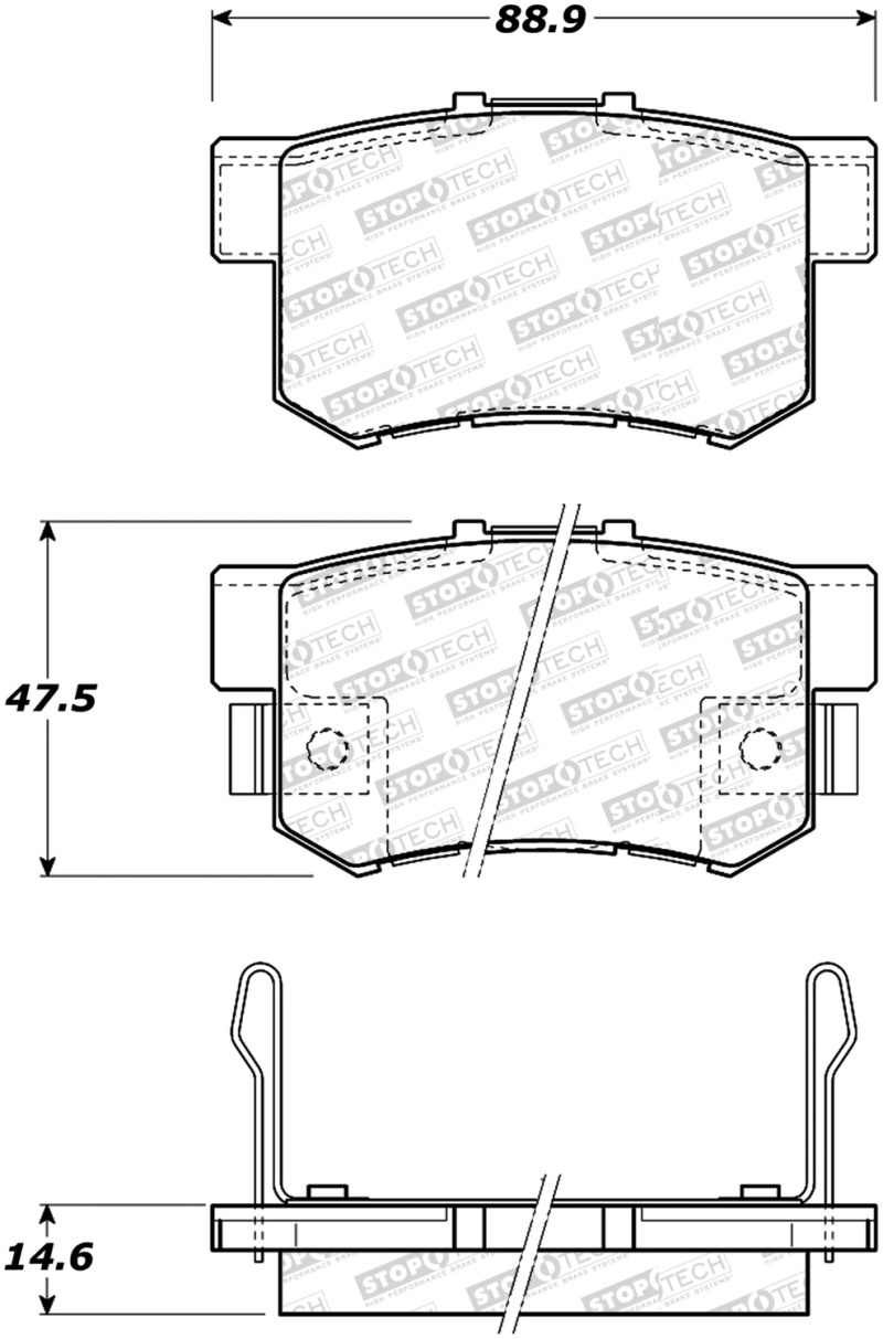 StopTech Sport Brake Pads w/Shims and Hardware - Front - 309.05361