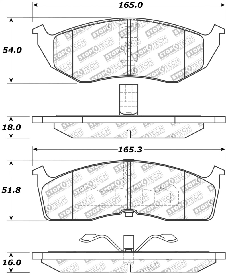 StopTech Sport Brake Pads w/Shims and Hardware - Front - 309.05910