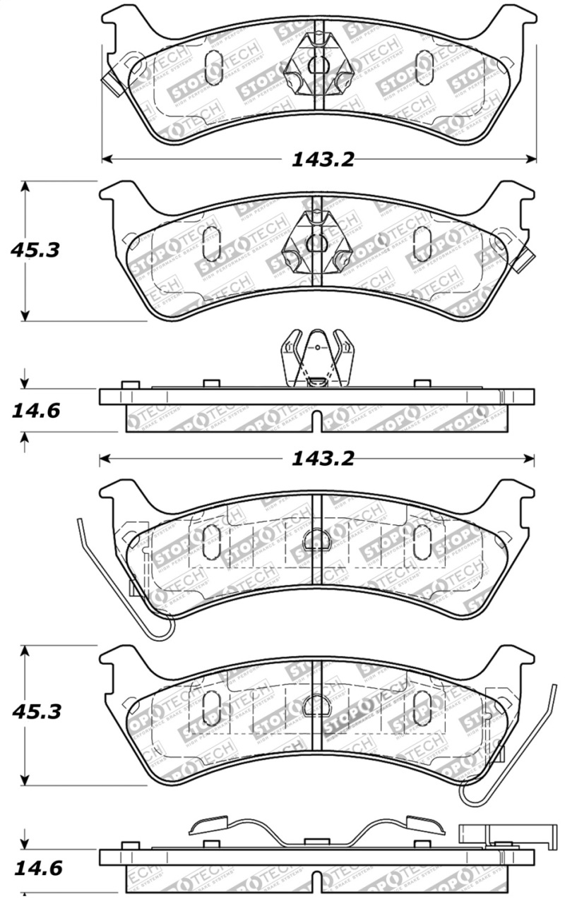 StopTech Sport Brake Pads w/Shims and Hardware - Rear - 309.06660