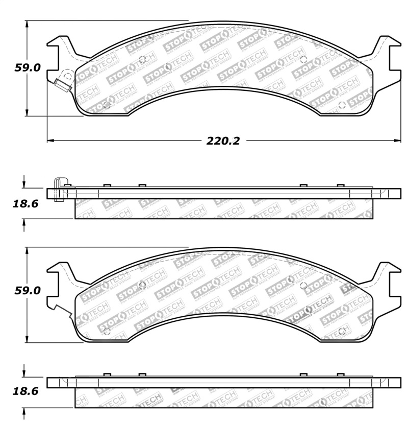 StopTech Sport Brake Pads w/Shims and Hardware - Rear - 309.08210