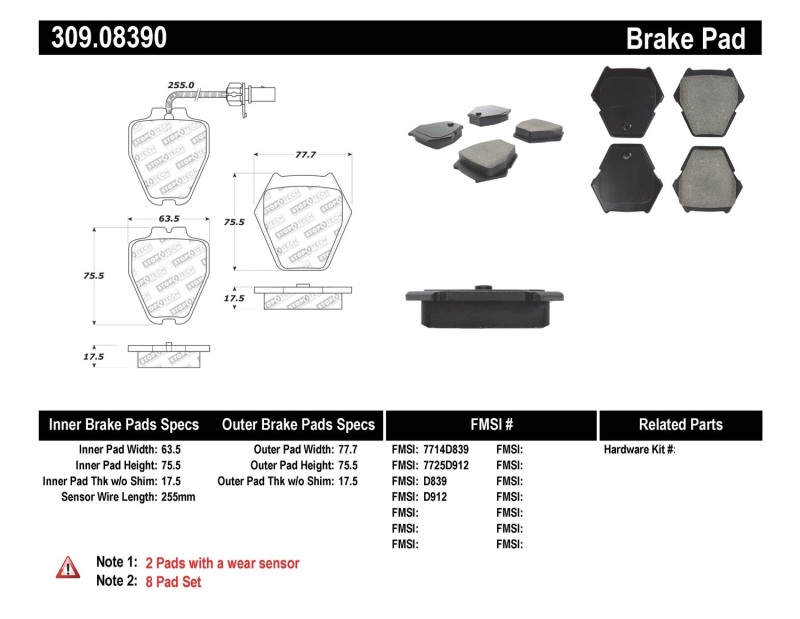 StopTech Performance Brake Pads - 309.08390