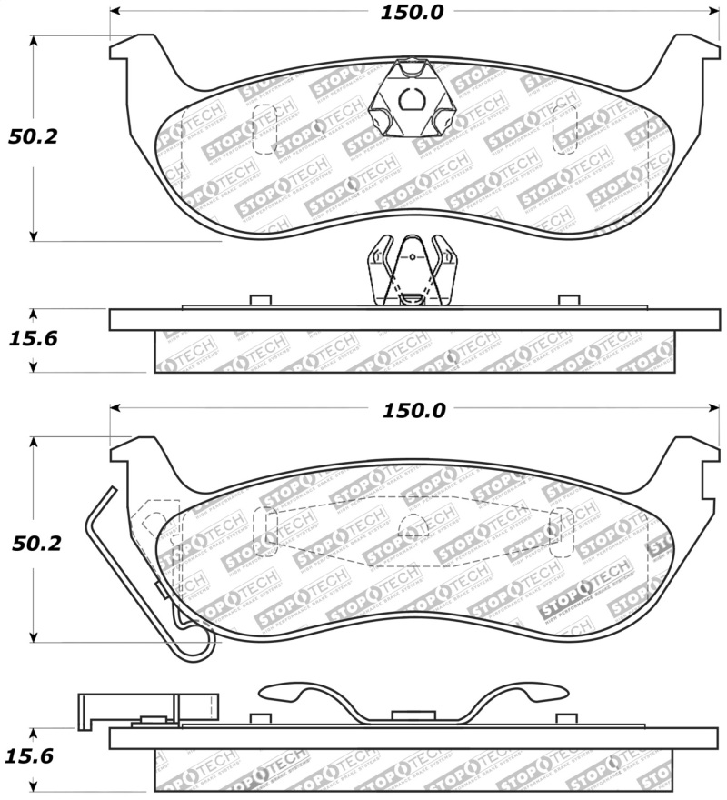 StopTech Sport Brake Pads w/Shims and Hardware - Front - 309.09320