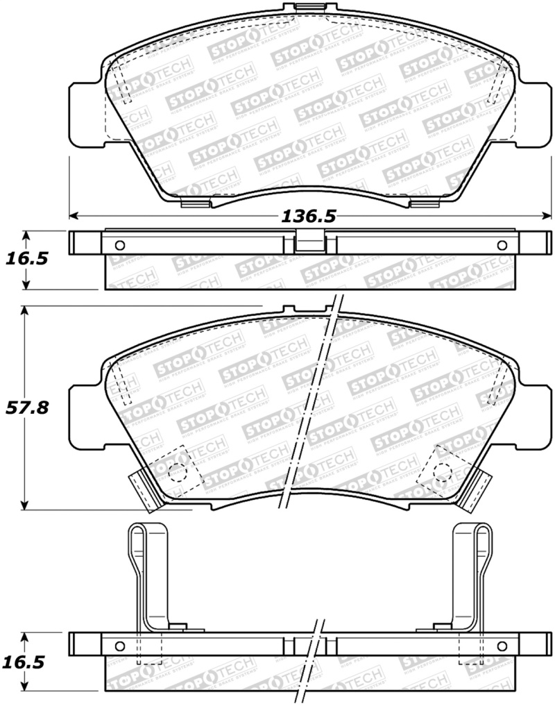 StopTech Sport Brake Pads w/Shims and Hardware - Rear - 309.09481