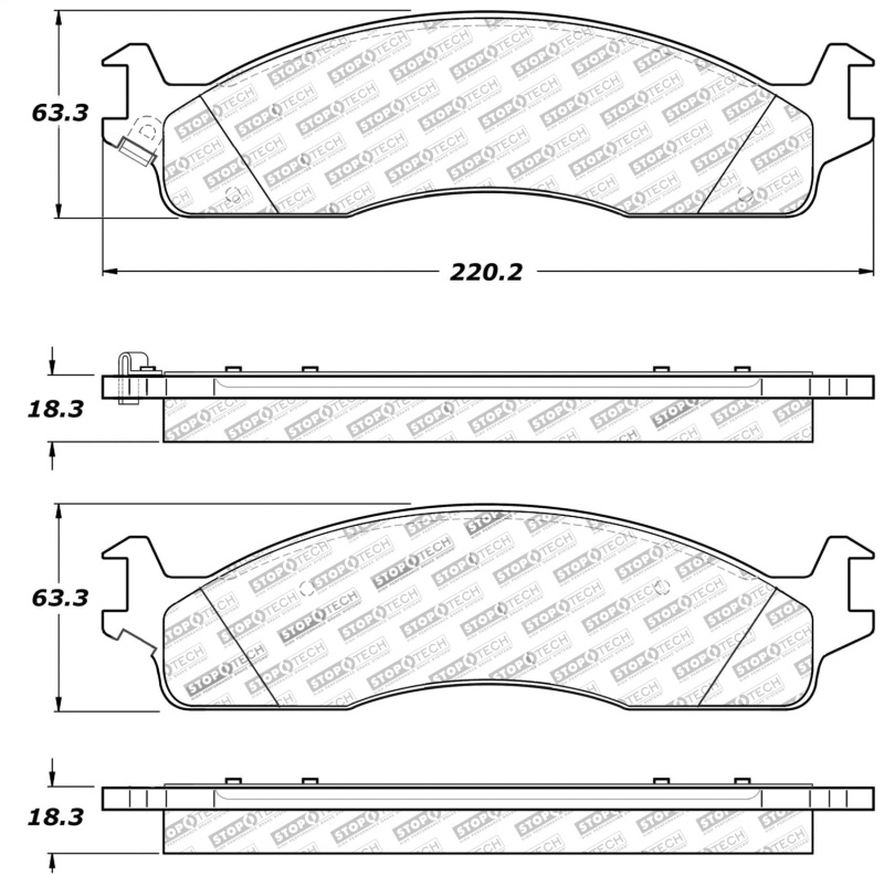 StopTech Sport Brake Pads w/Shims and Hardware - Front - 309.09650