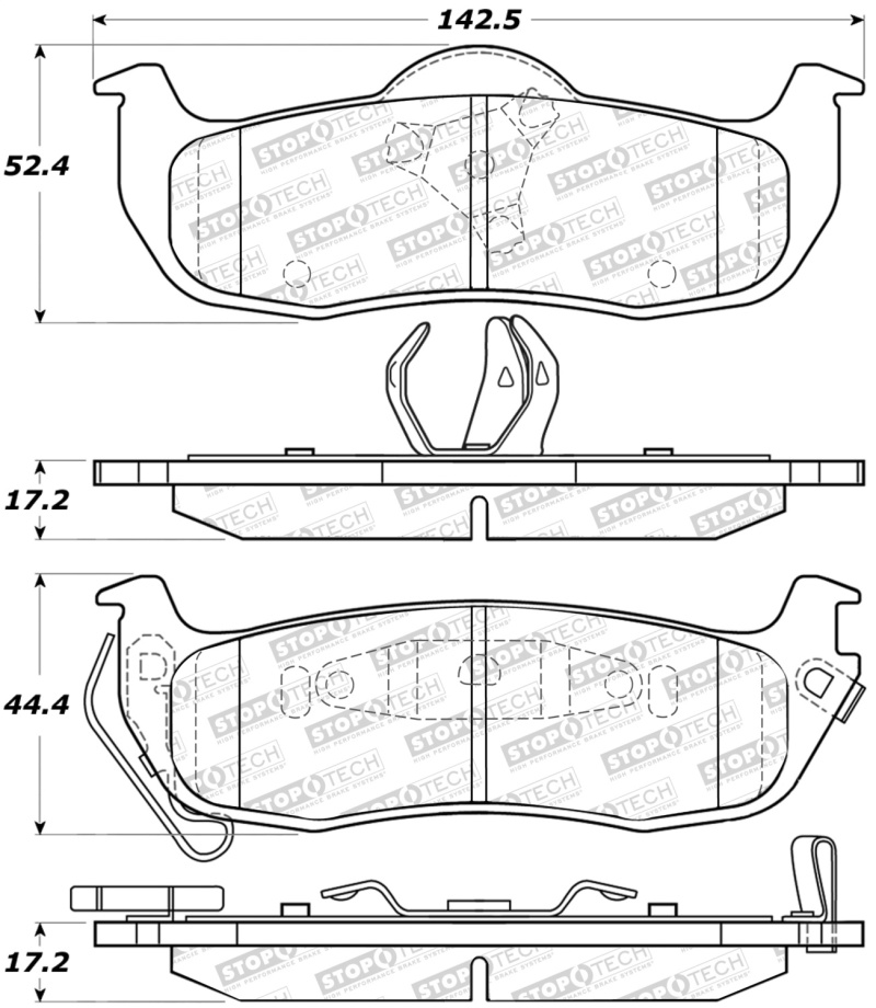 StopTech Sport Brake Pads w/Shims and Hardware - Front - 309.10410