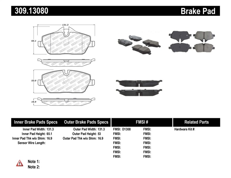 StopTech Performance Brake Pads - 309.13080