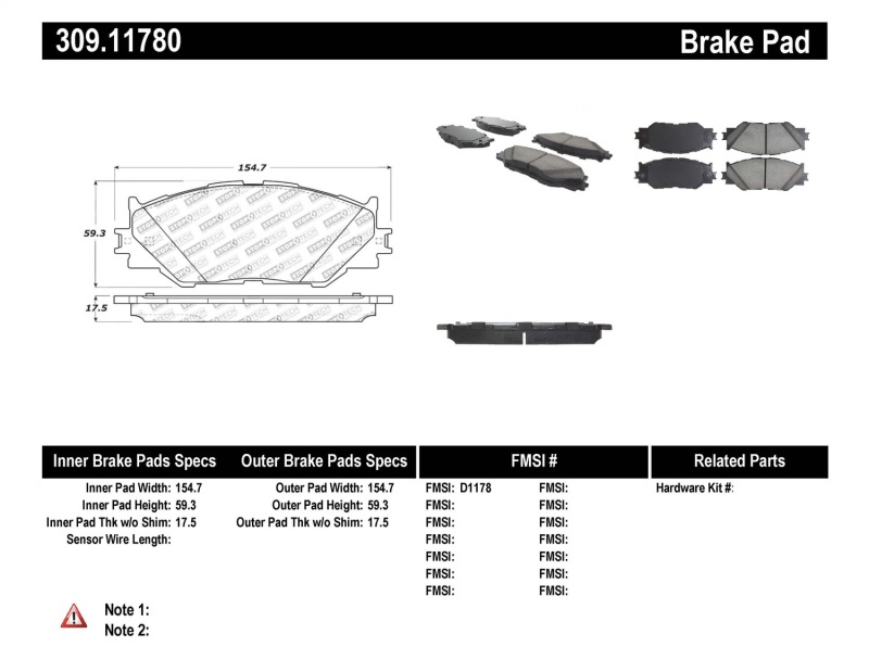 StopTech Performance 06-10 Lexus IS250 Front Brake Pads - 309.11780