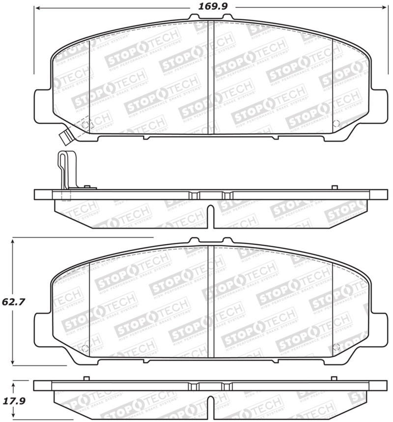 StopTech Sport Brake Pads w/Shims and Hardware - Rear - 309.12860