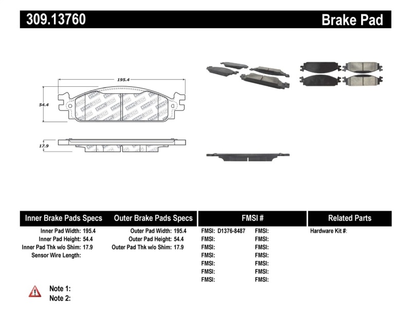 StopTech Performance Brake Pads - 309.13760