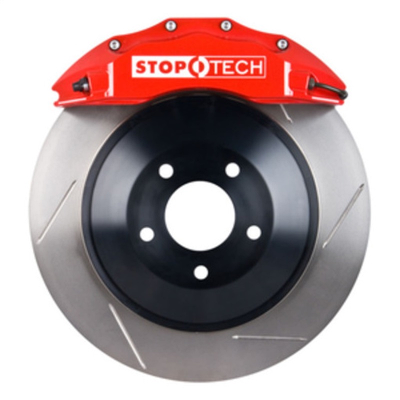 StopTech 09-15 Dodge Challenger Front BBK w/ Red ST-60 Calipers Slotted Rotors - 82.242.6100.71